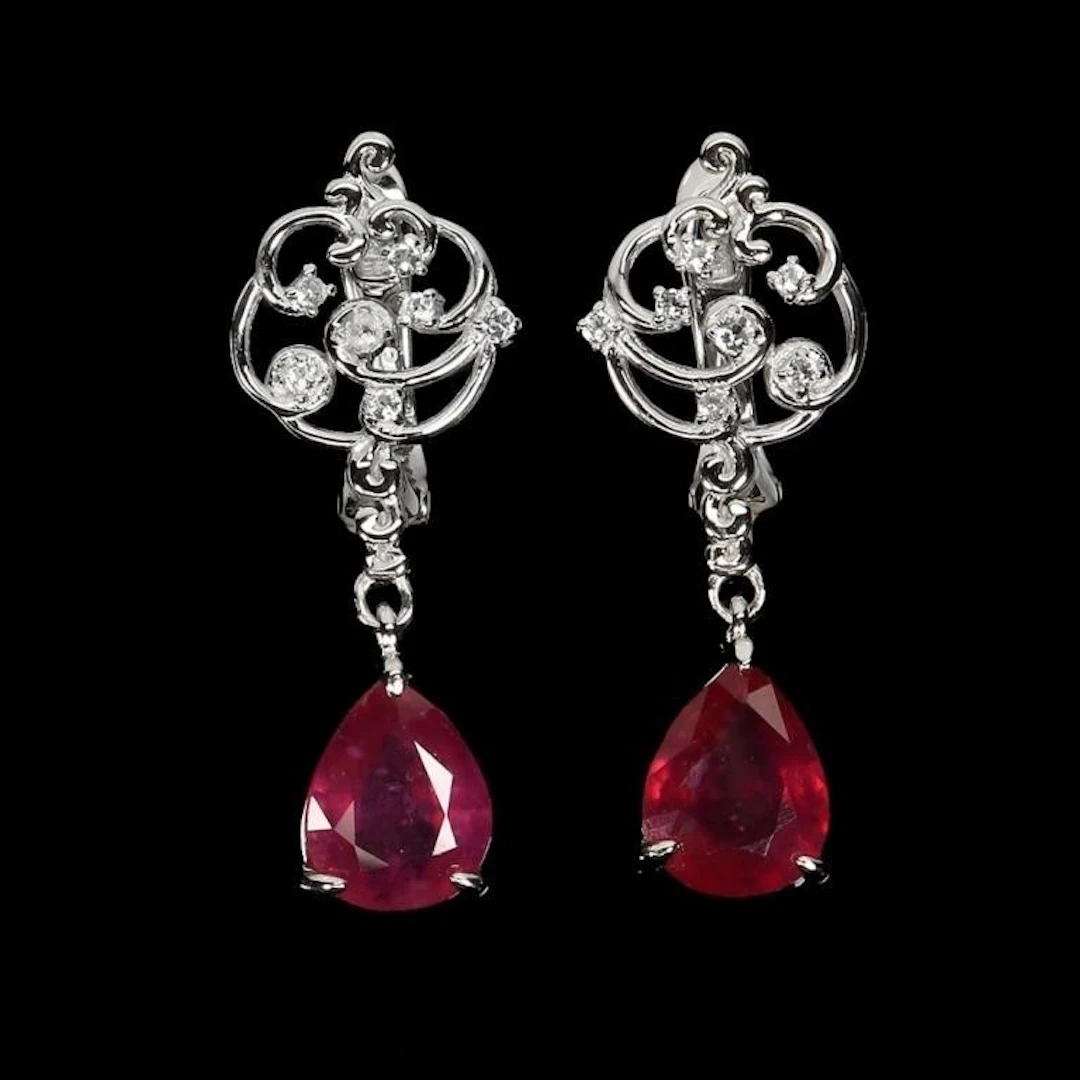 Natural Pigeon Blood Red Ruby Earrings