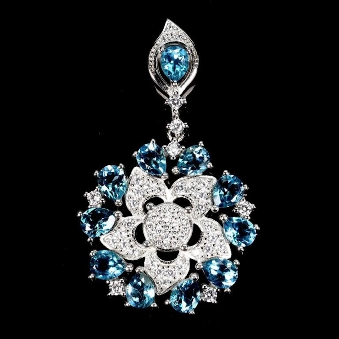 Natural London Blue Topaz Pendant