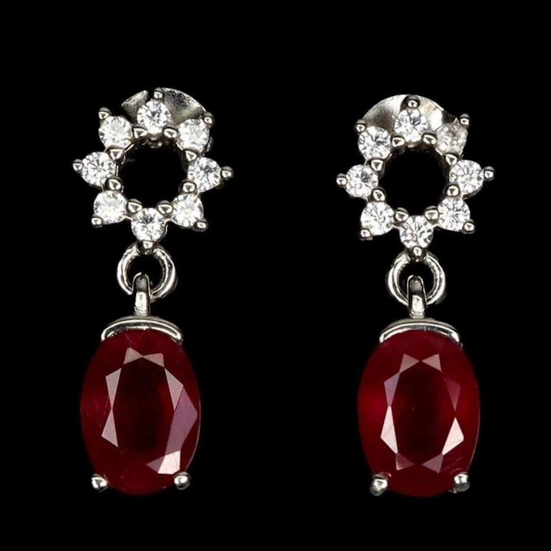 Natural Pigeon Blood Red Ruby Earrings