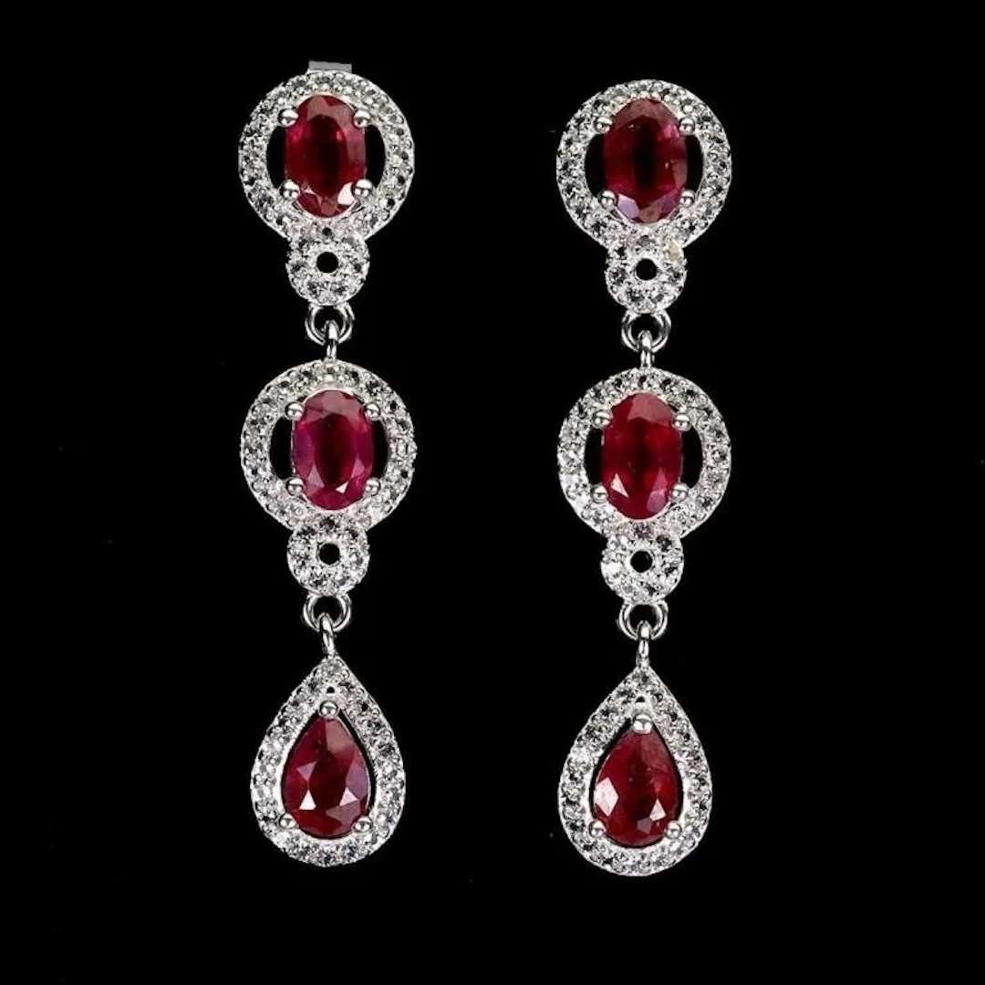 Natural Pigeon Blood Red Ruby Earrings