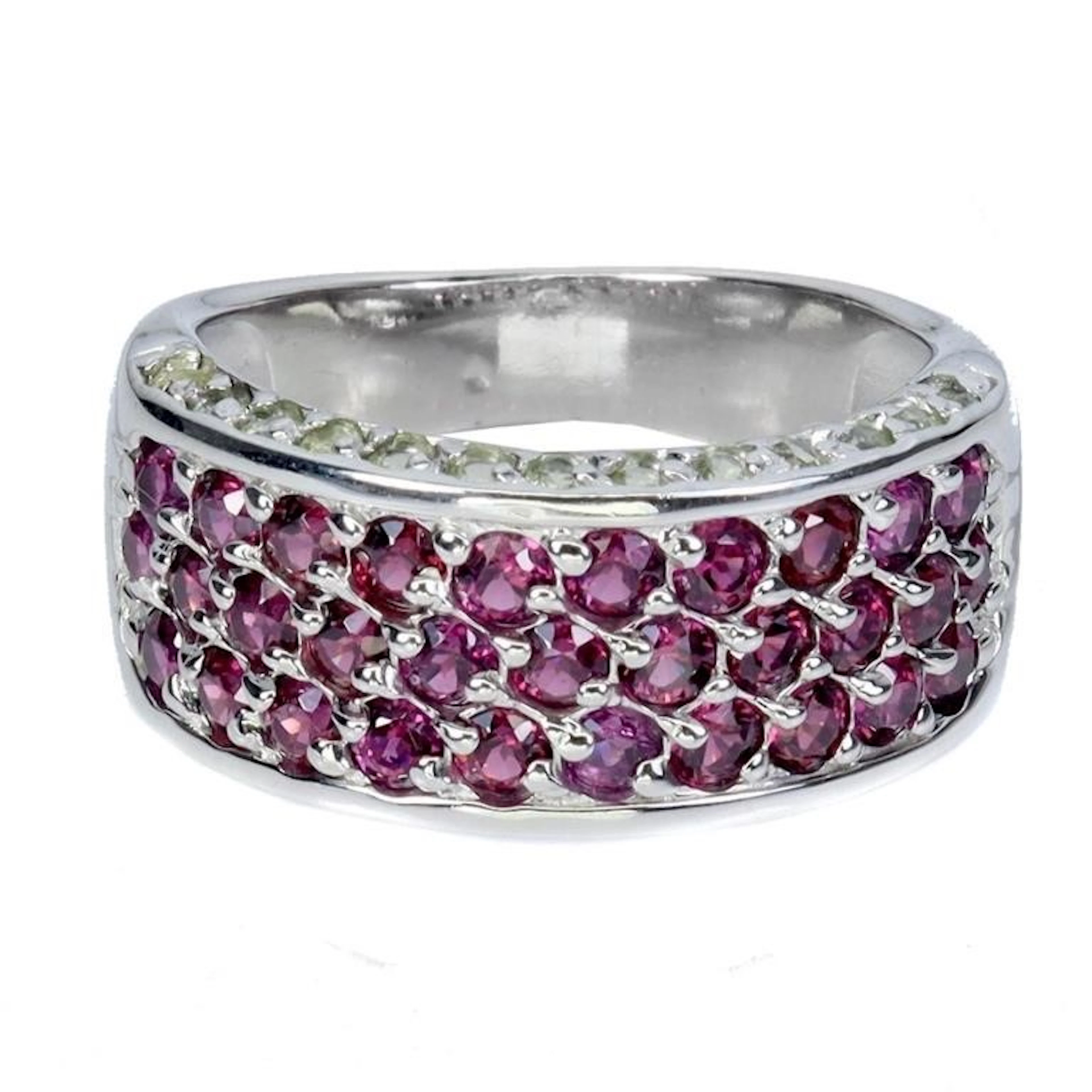 Natural Rhodolite Garnet Peridot Ring