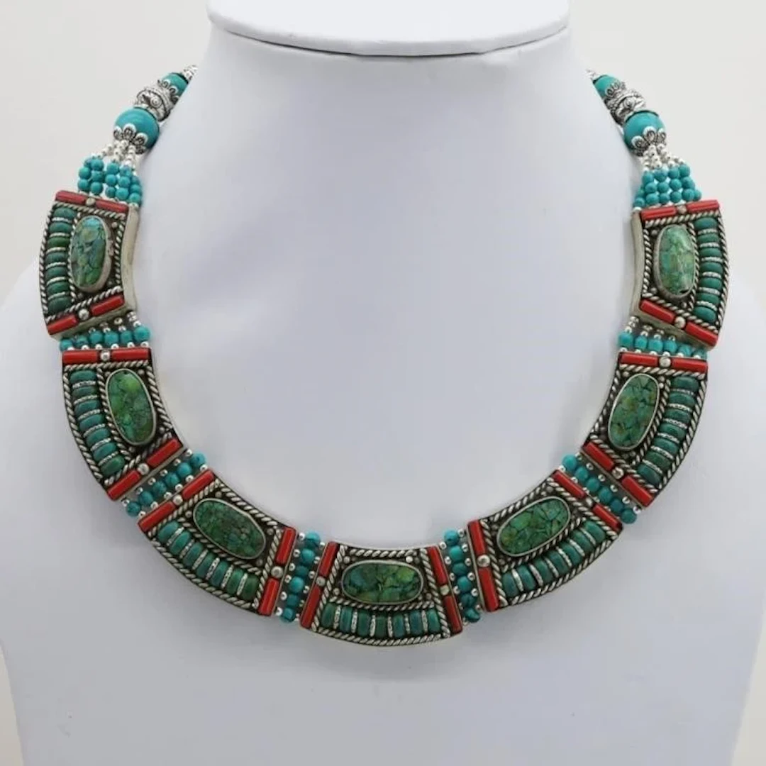 Tibet Natural Stone Tribal Queen Royal Necklace