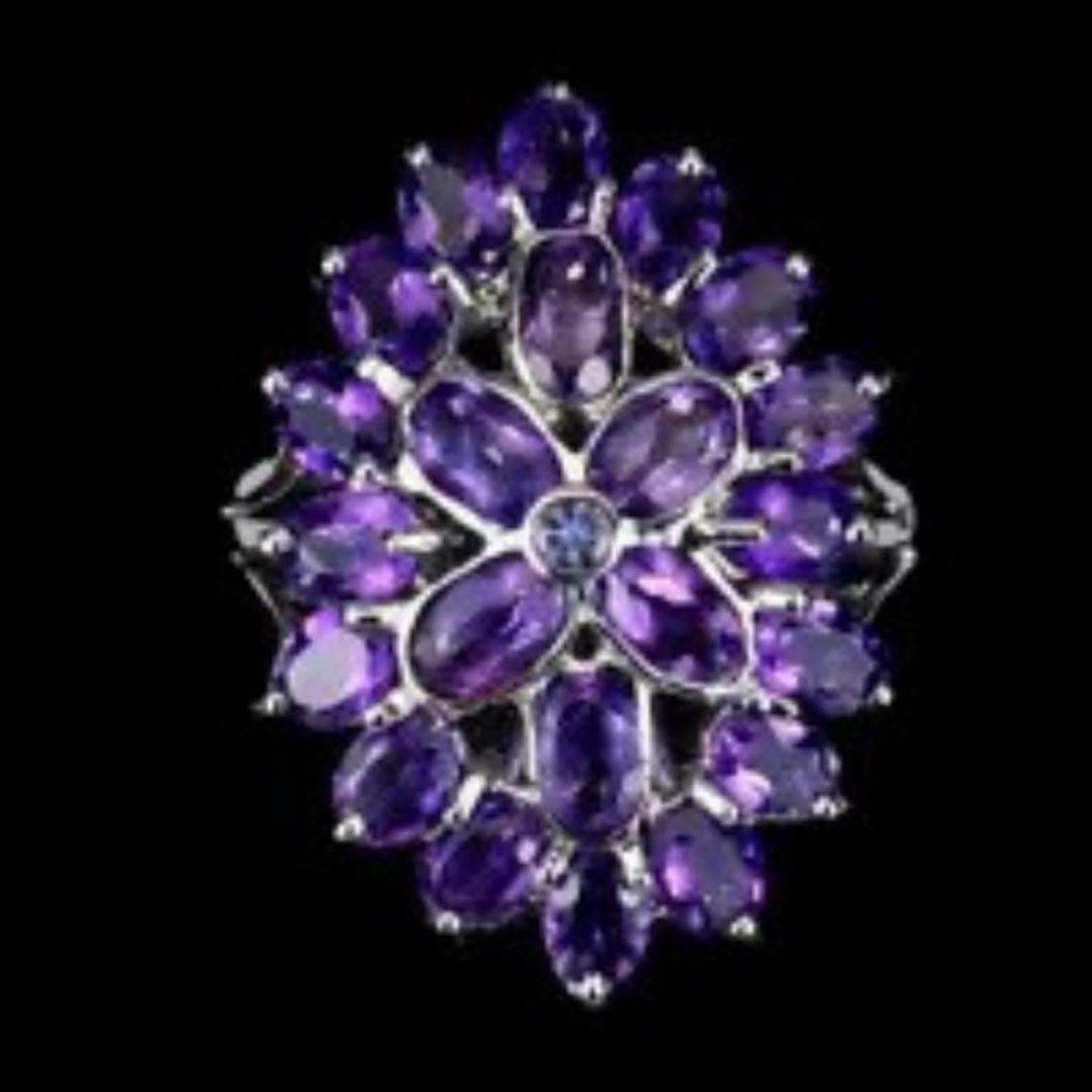 Natural Unheated Amethyst & Tanzanite Ring