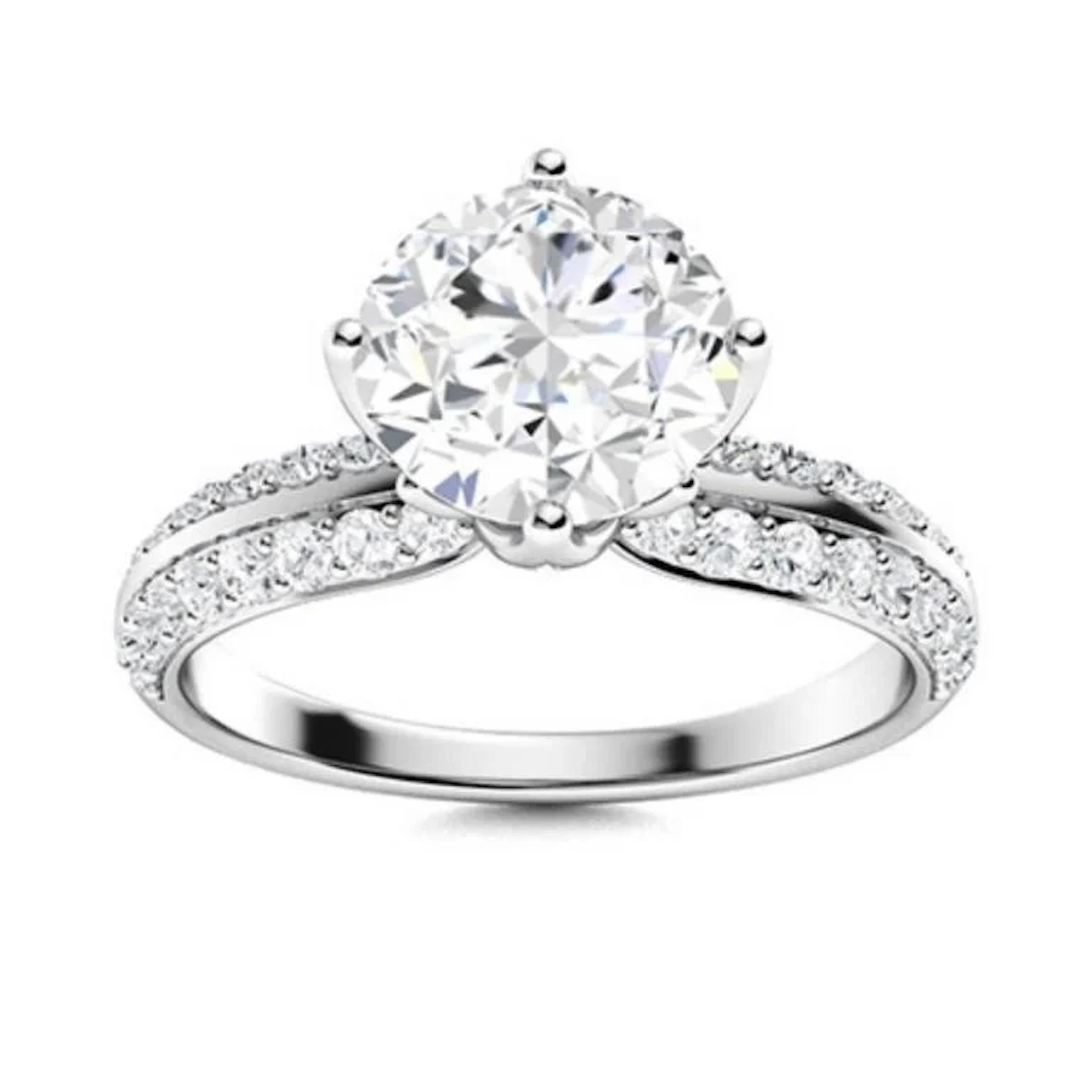 Gold & Brilliant White Diamond 4.50 Cts Ring - E/V