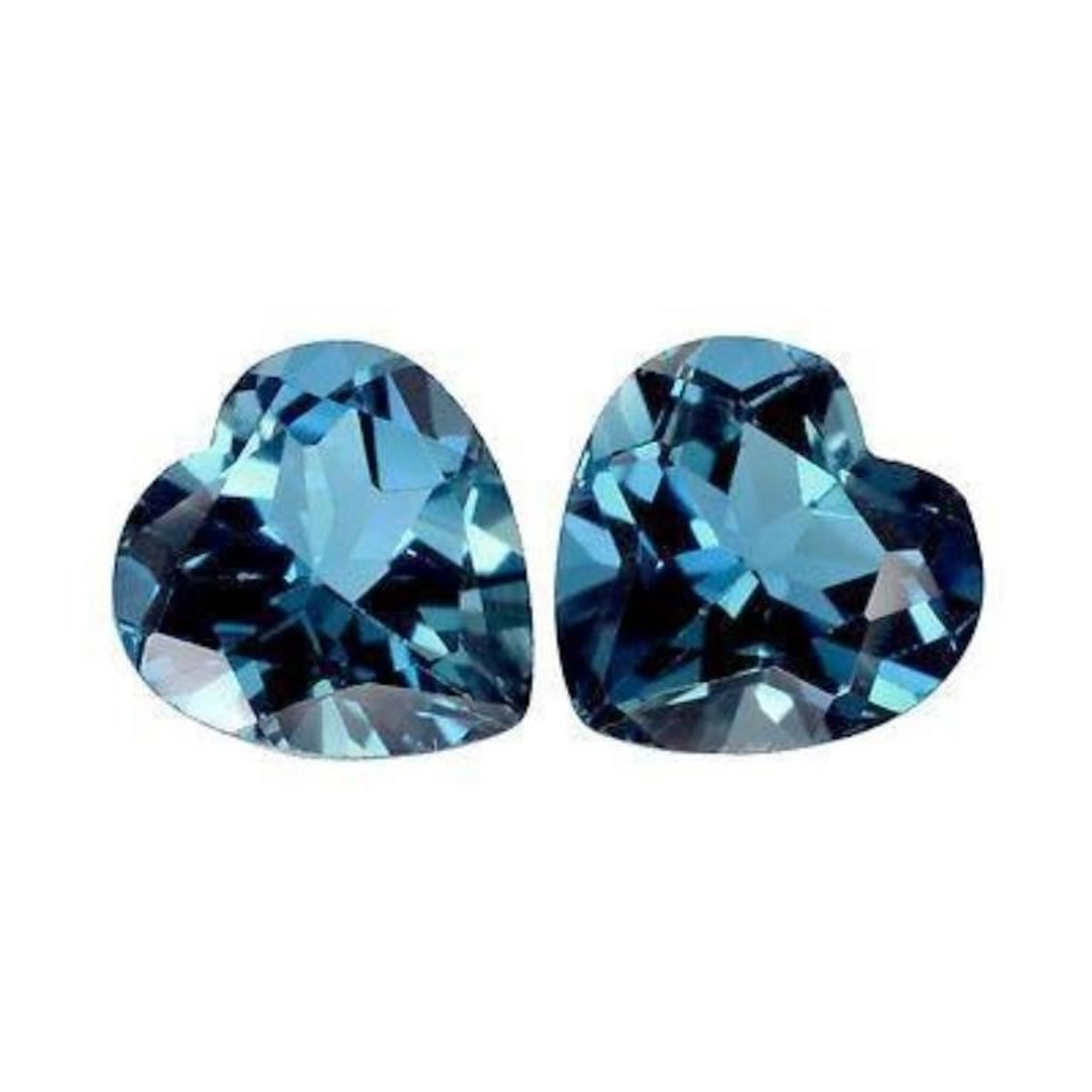 Natural London Blue Topaz Heart Pair [Flawless-VV