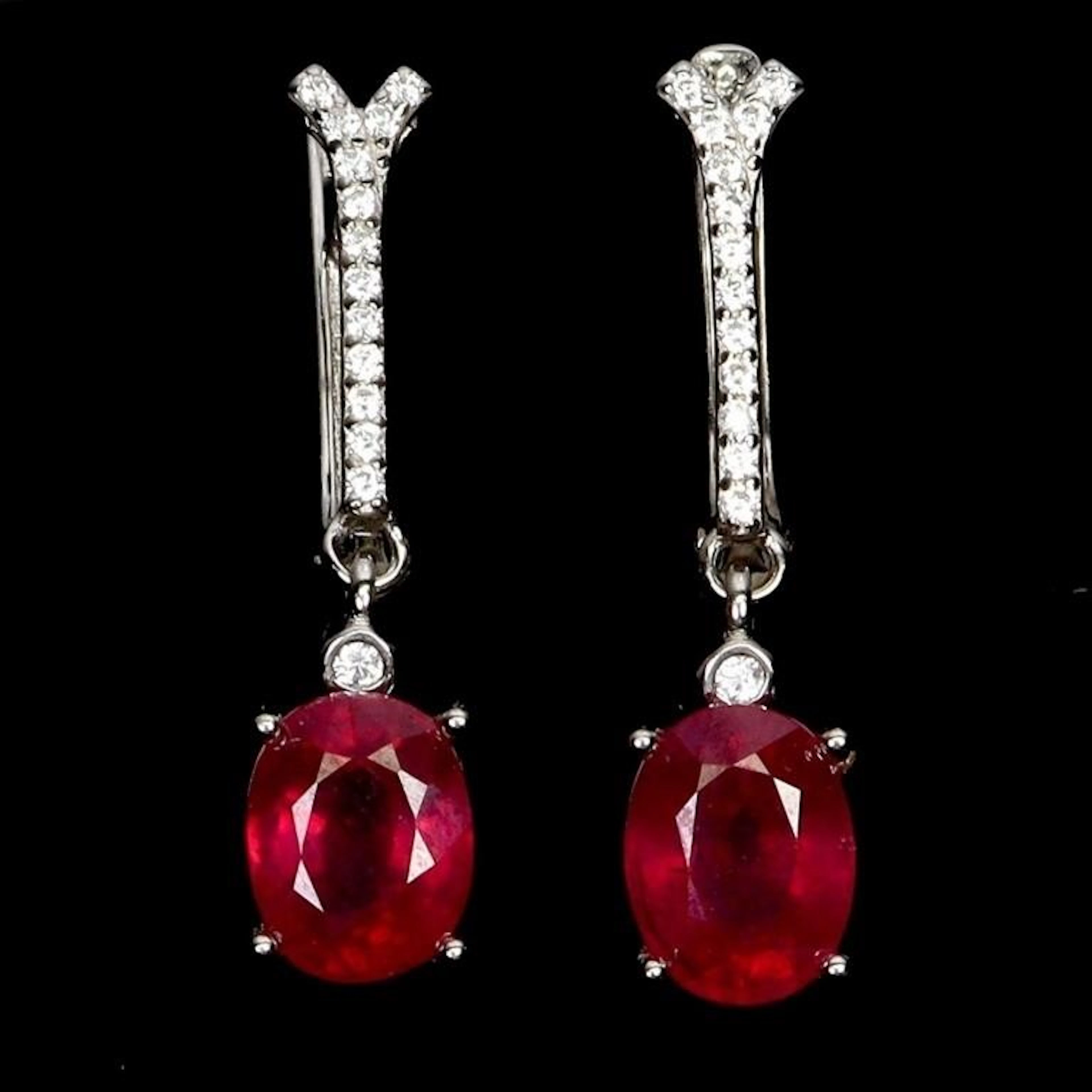 Natural Oval Red Ruby Earrings