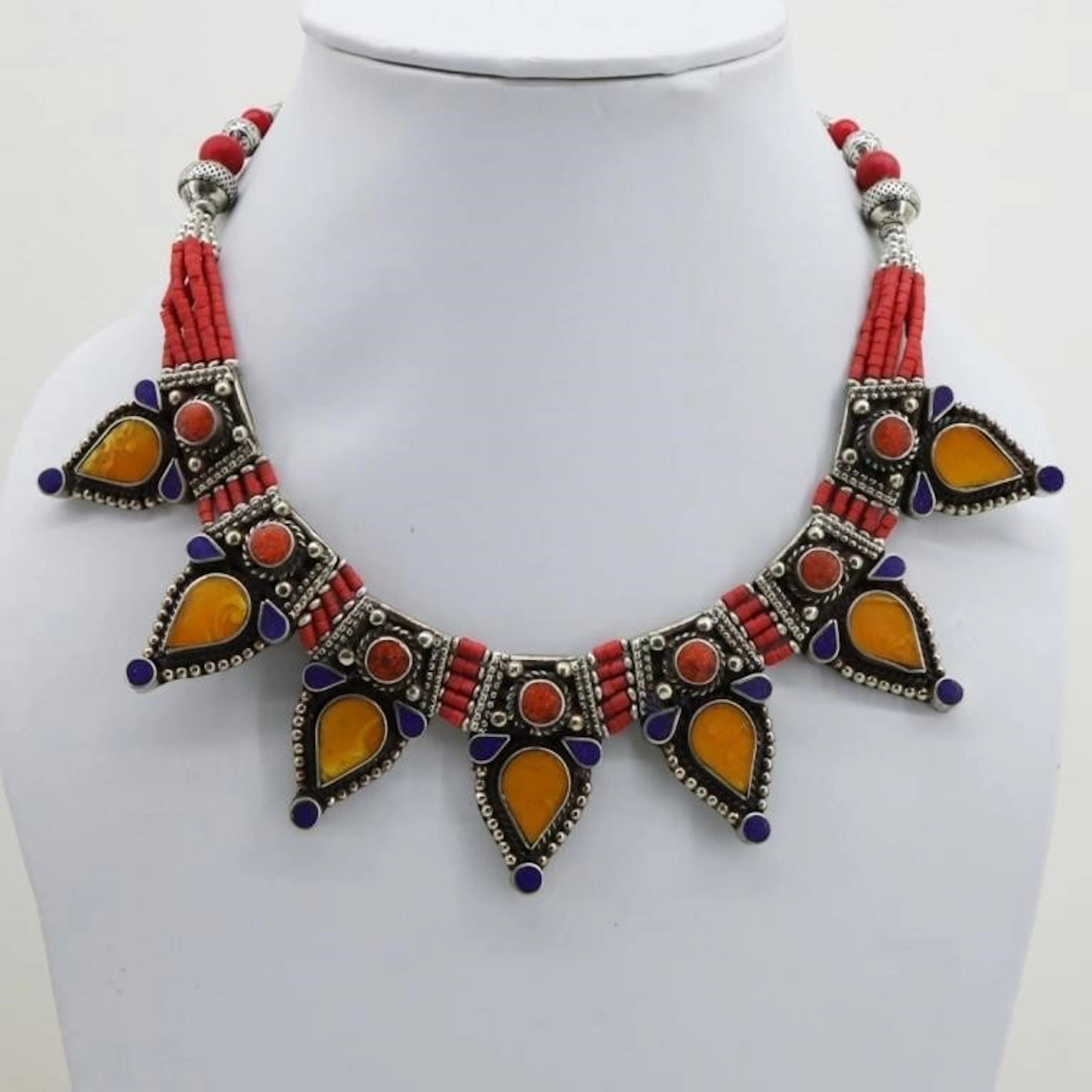 Tibet Natural Stone Tribal Queen Royal Necklace
