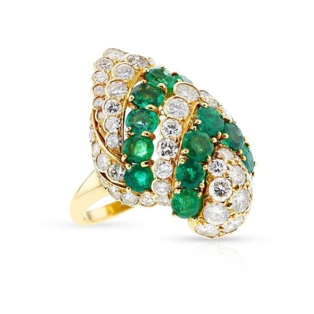 Emerald Diamond & 18k Gold Ring