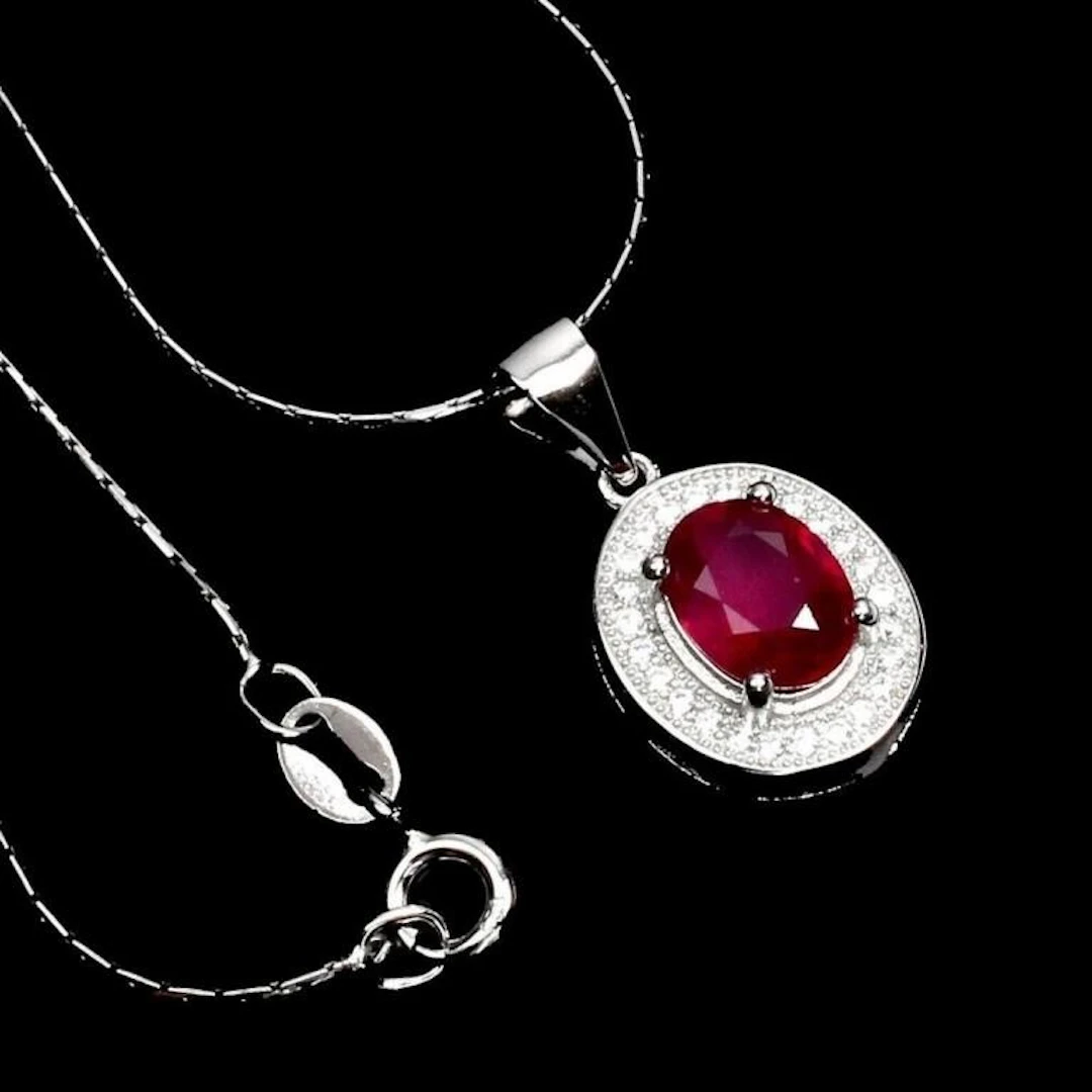 Natural Oval Red Ruby 8x6 MM Pendant/Necklace