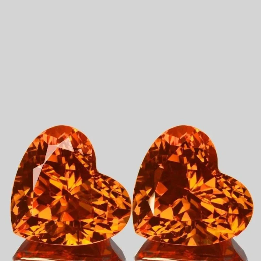 Natural Brazil Madeira Orange Citrine Pair{Flawles