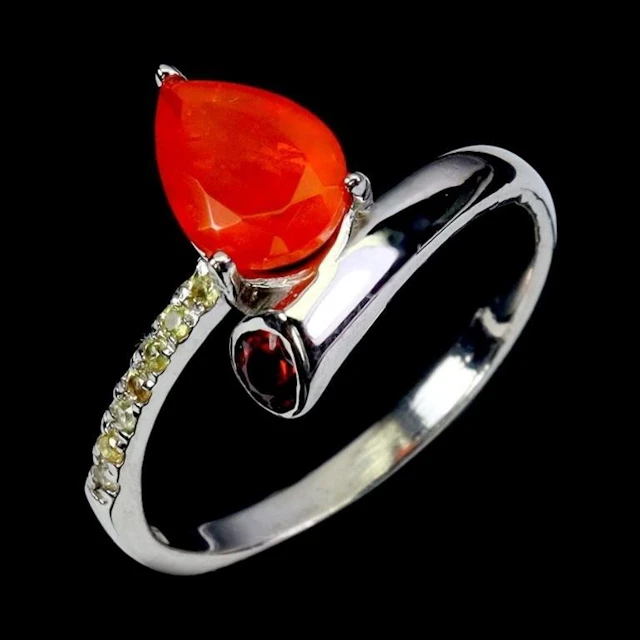 Natural Ethopian Orange Opal Ring