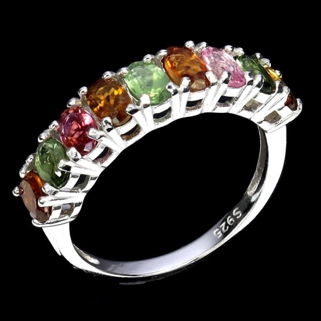 Natural Multi Color Tourmaline Ring