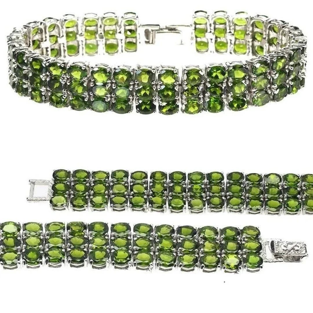Natural Unheated Chrome Diopside Bracelet