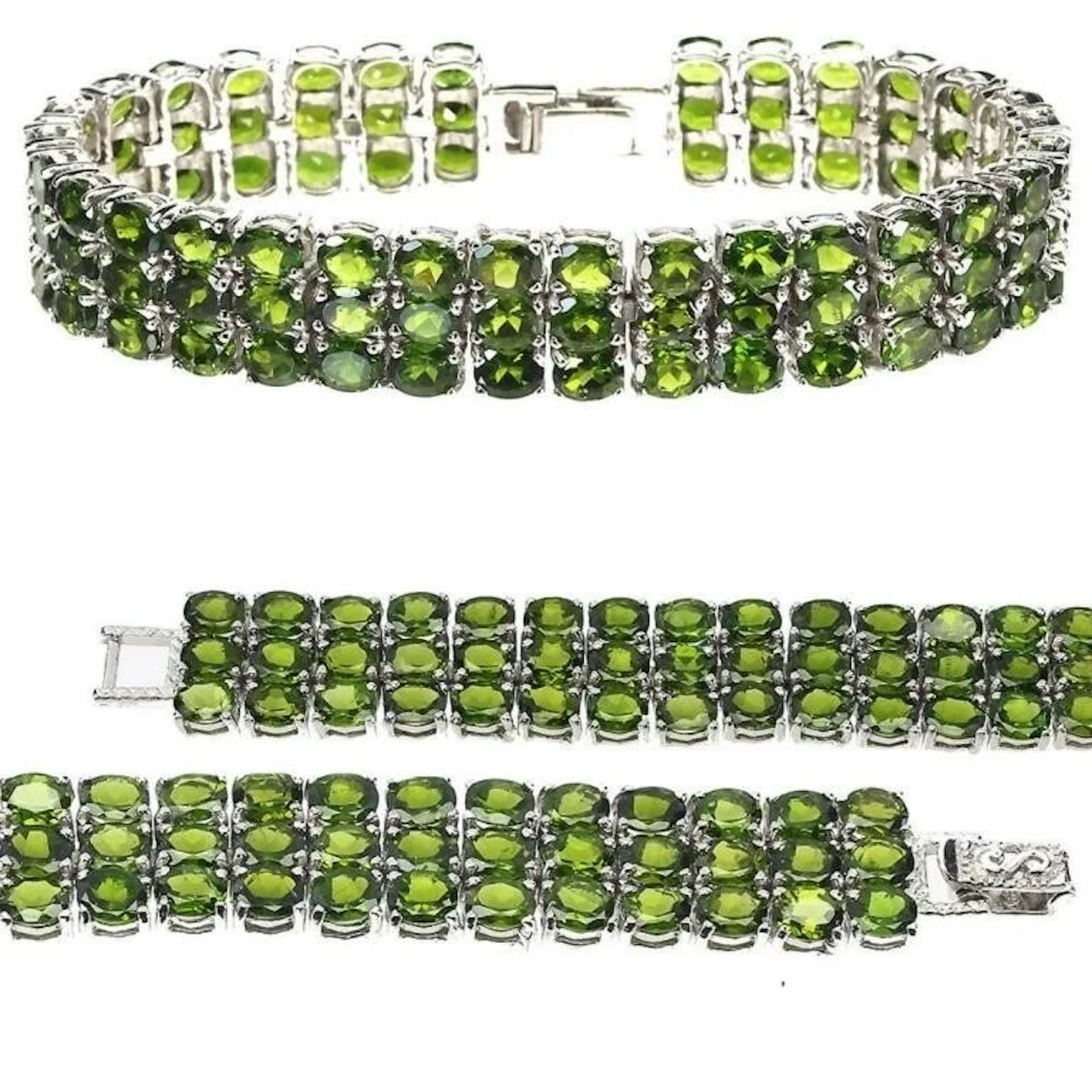Natural Unheated Chrome Diopside Bracelet