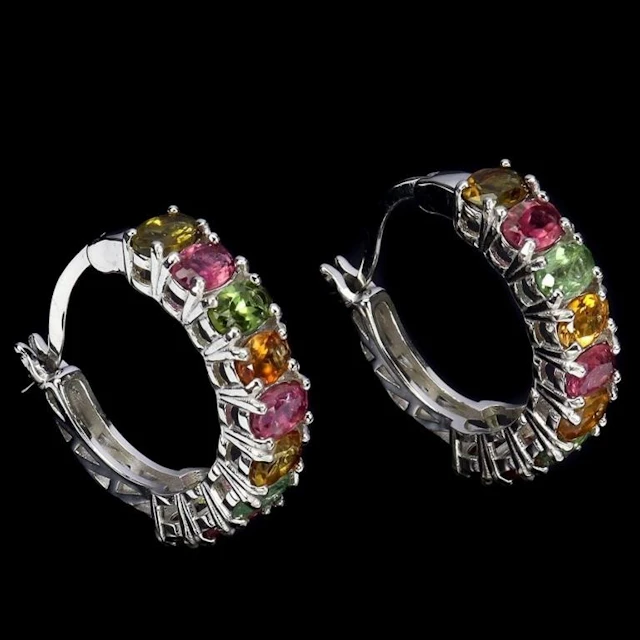 Natural Multi Color Tourmaline Eternity EarRings