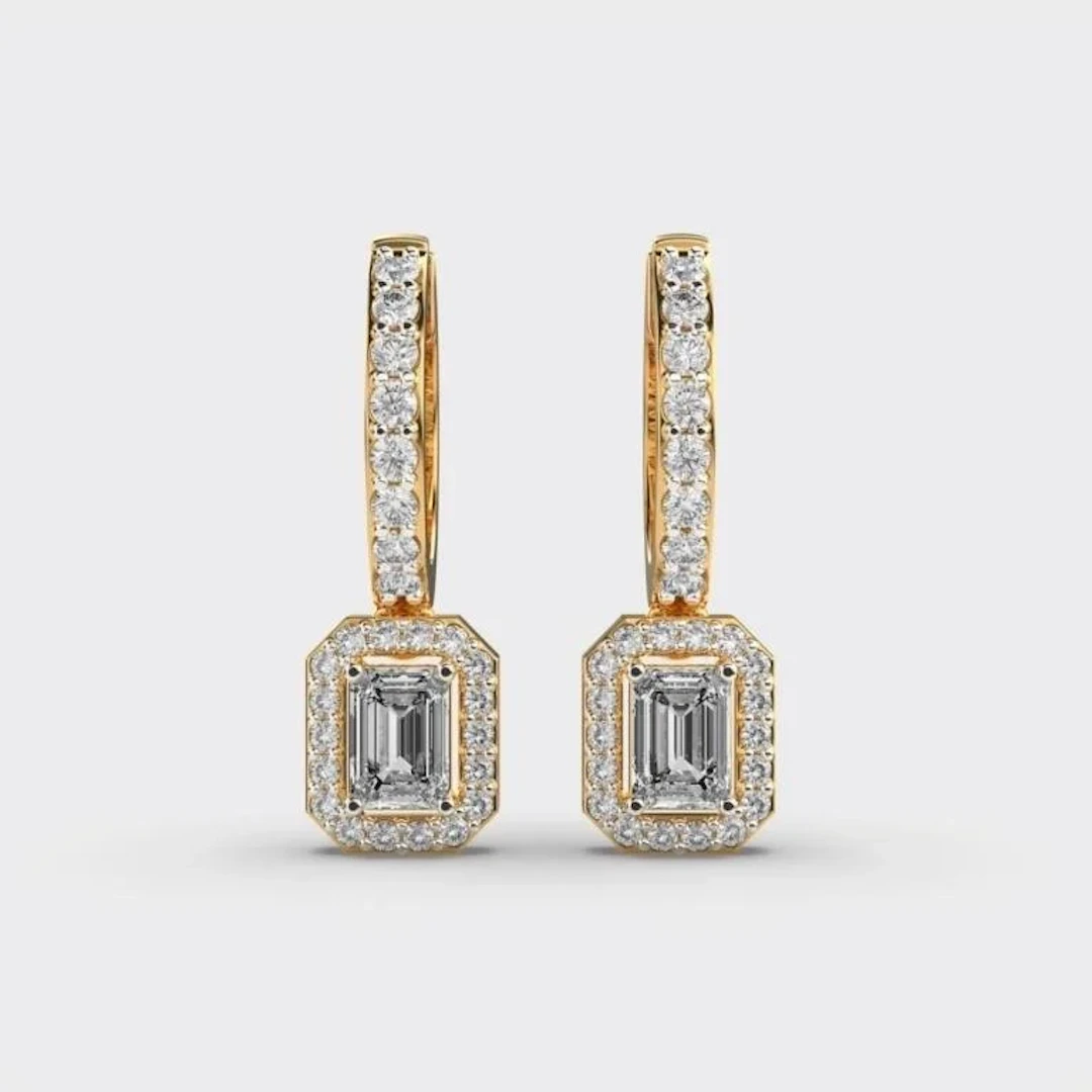 Gold & White Diamonds 6 Cts Drop EarRings