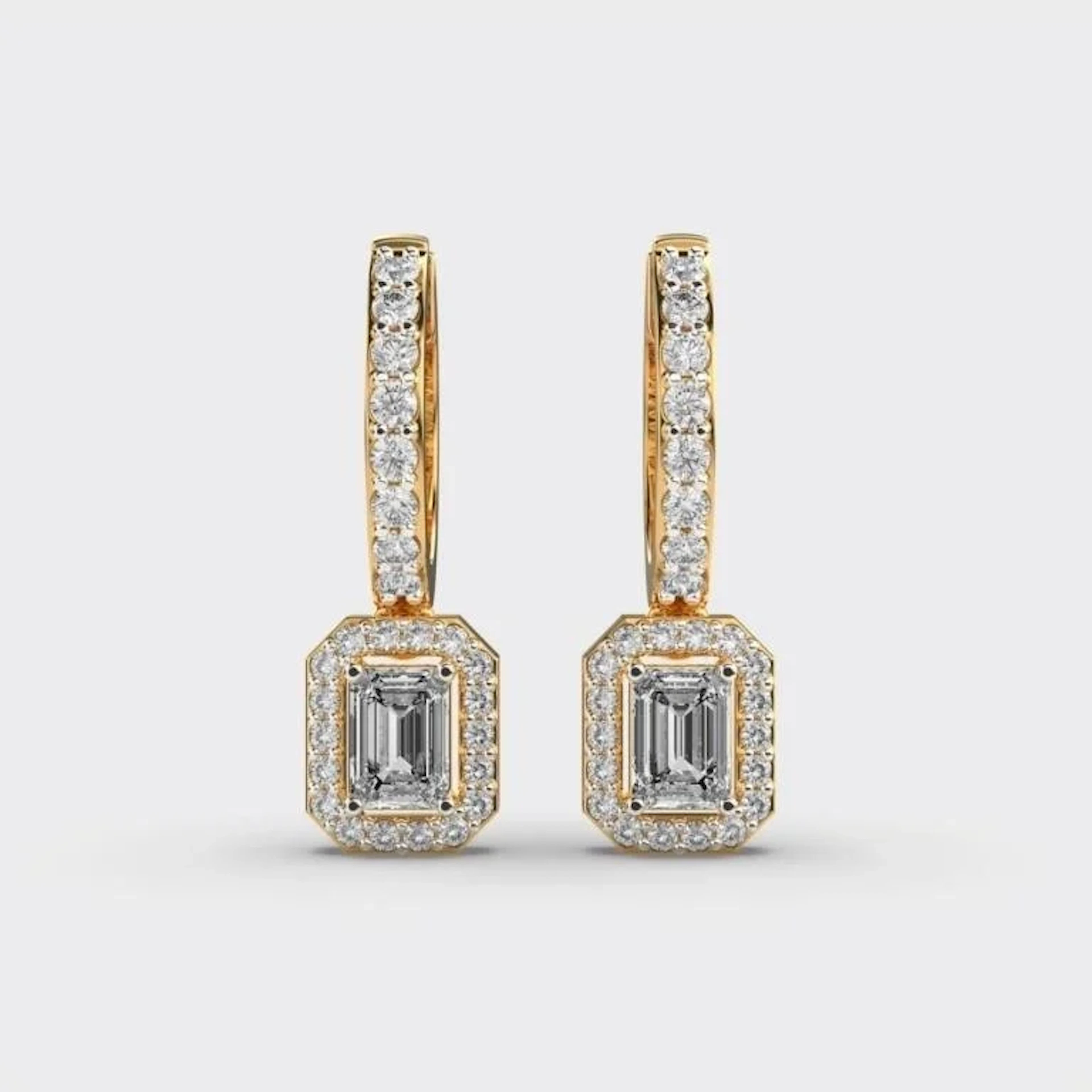 Gold & White Diamonds 6 Cts Drop EarRings