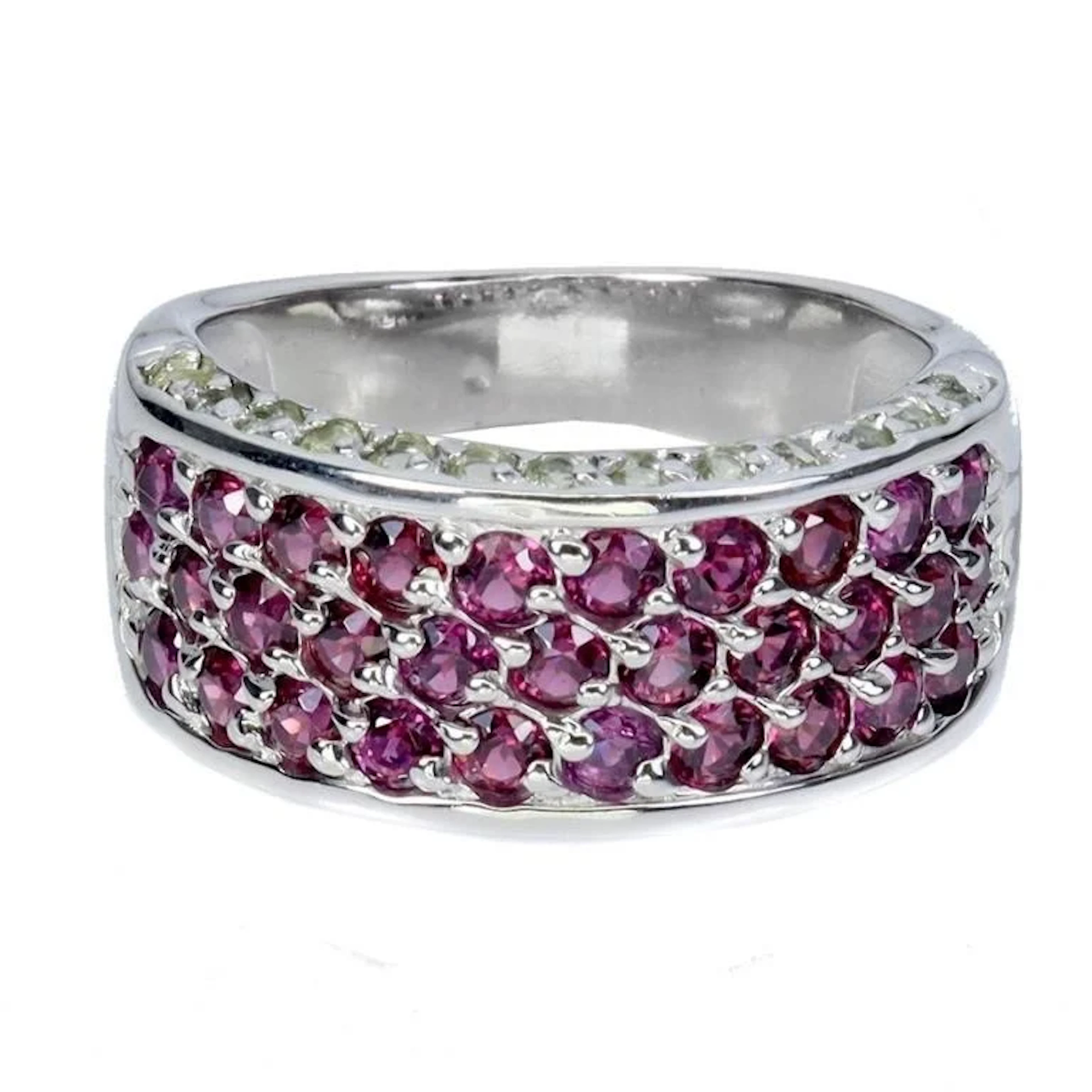 Natural Rhodolite Garnet Peridot Ring