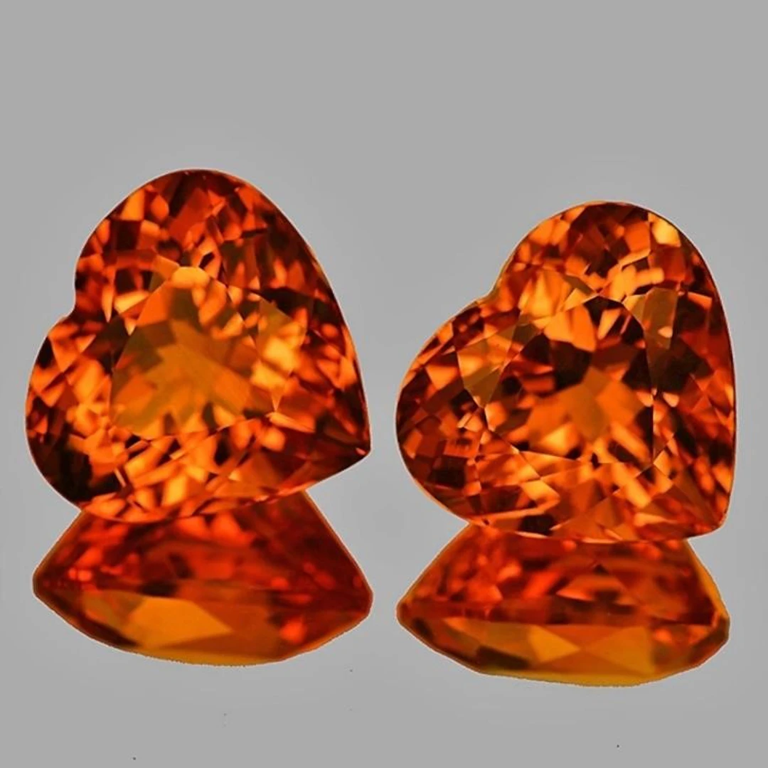 Natural Brazil Madeira Orange Citrine Pair{Flawles