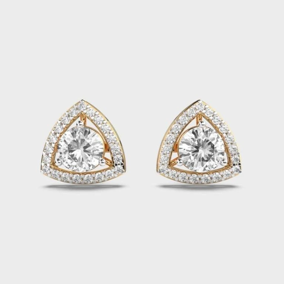 Gold & White Diamonds 2 Cts Ear Studs