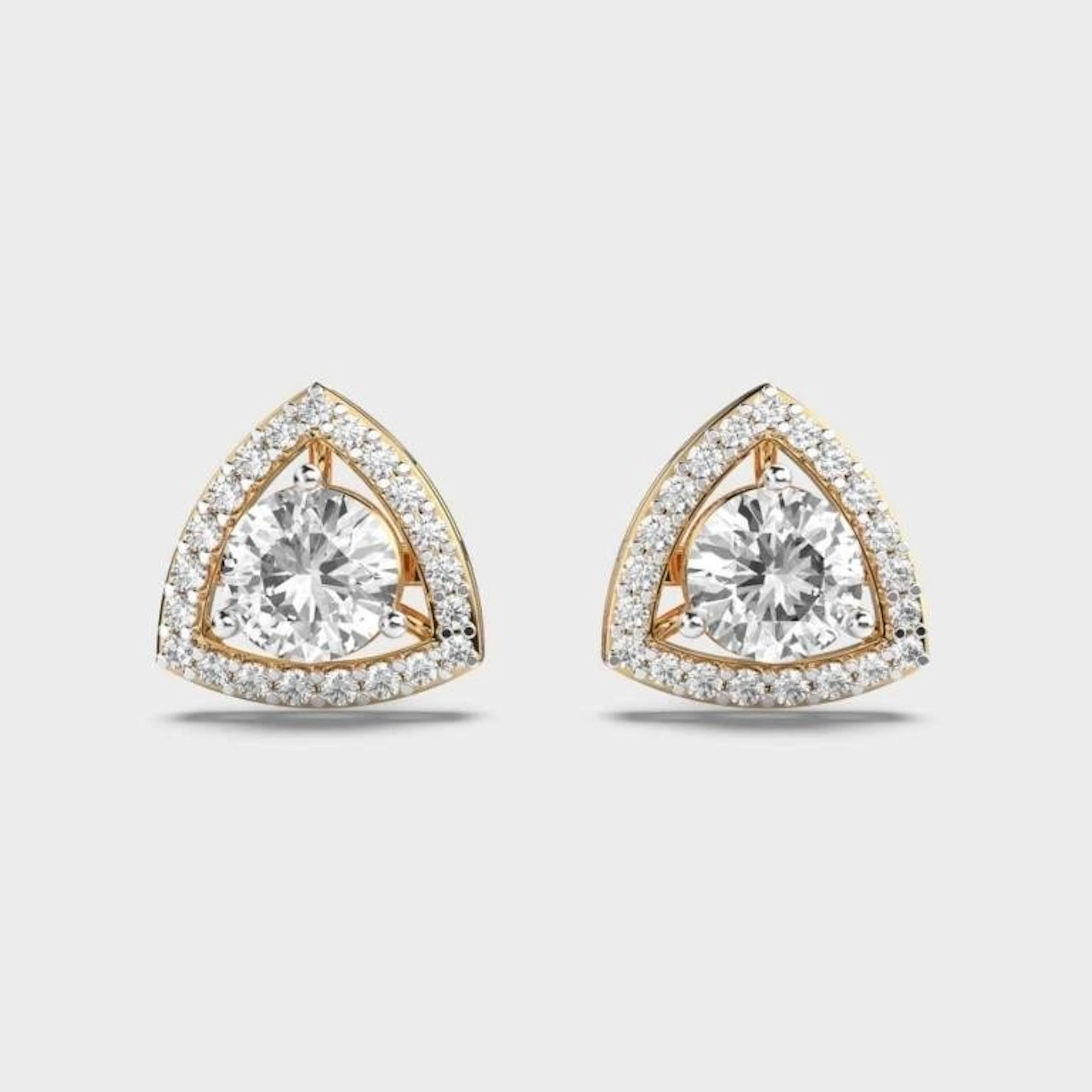 Gold & White Diamonds 2 Cts Ear Studs
