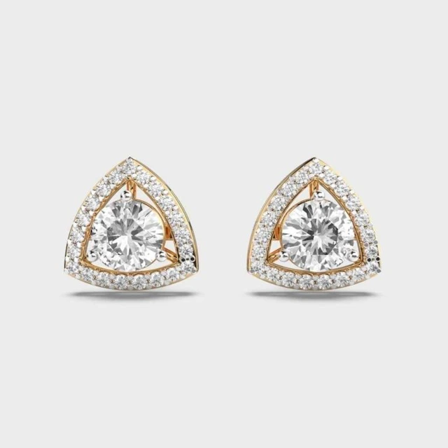 Gold & White Diamonds 4 Cts Ear Studs