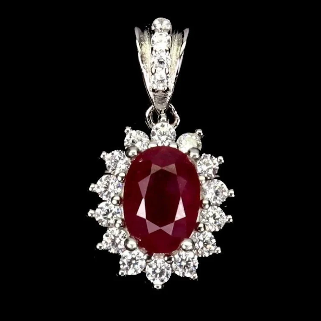 Natural Oval Pigeon Blood Red Ruby Pendant