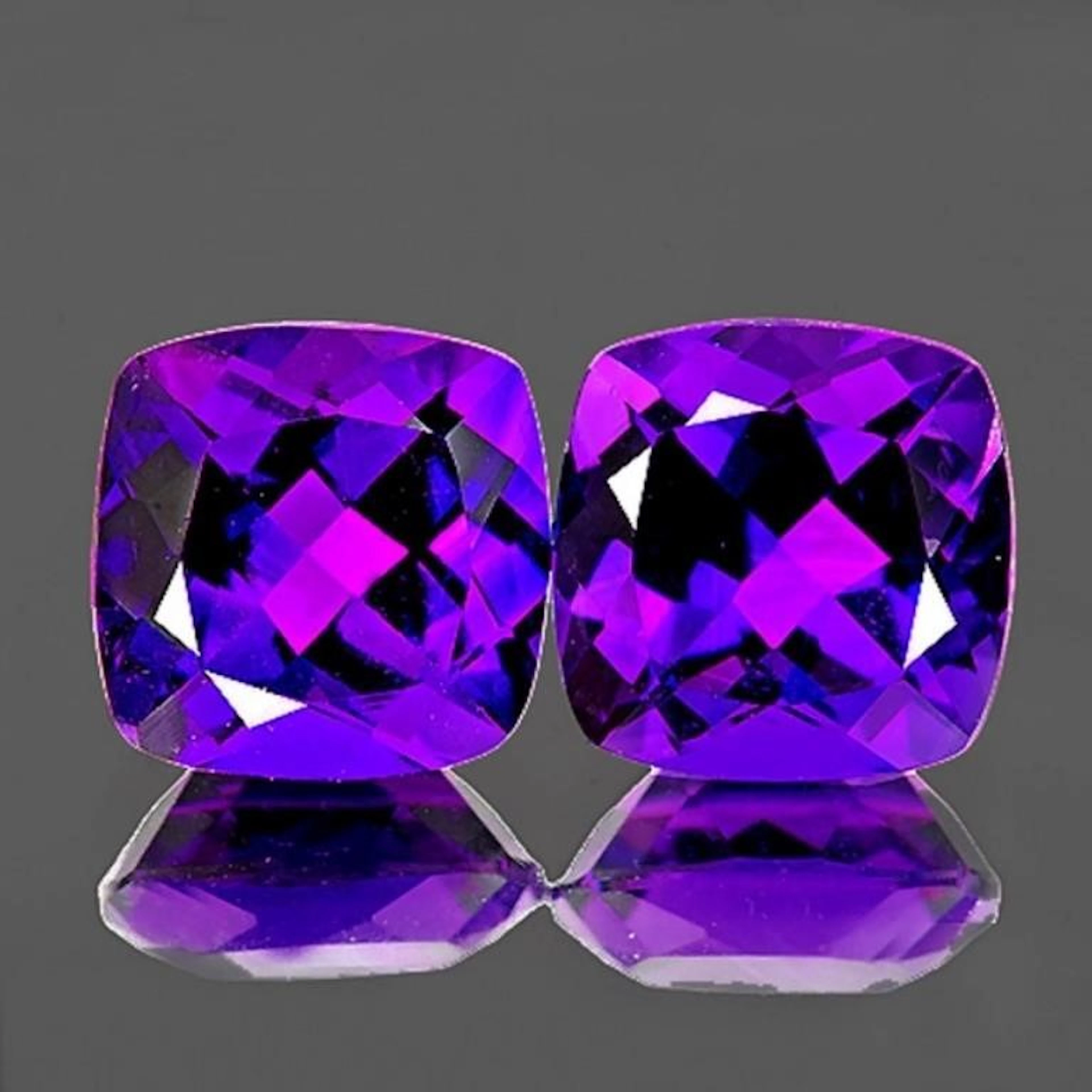 Natural Cushion Purple Amethyst Pair [Flawless-VV