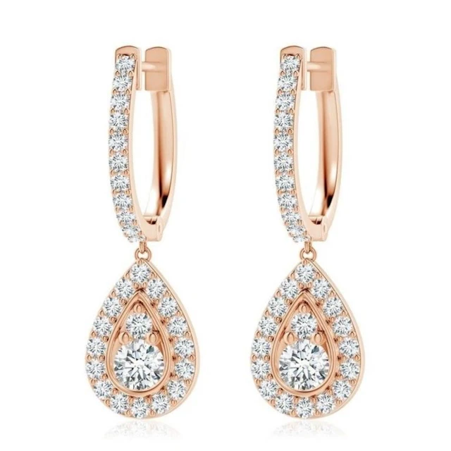 Gold & White Diamond 5.00 Cts Drop Earrings