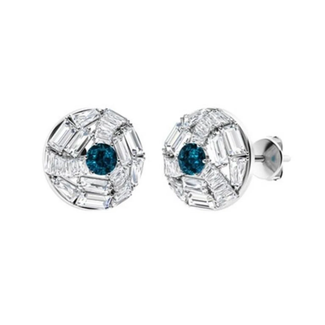 Gold Natural London Topaz Diamonds EarStuds
