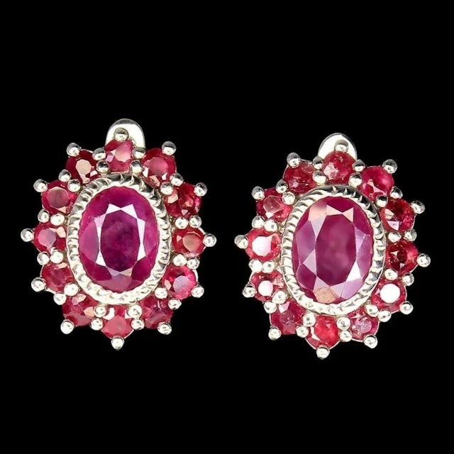 Natural Oval Red Ruby Earrings
