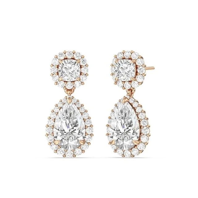 Gold & White Diamond 5.00 Cts Drop Earrings