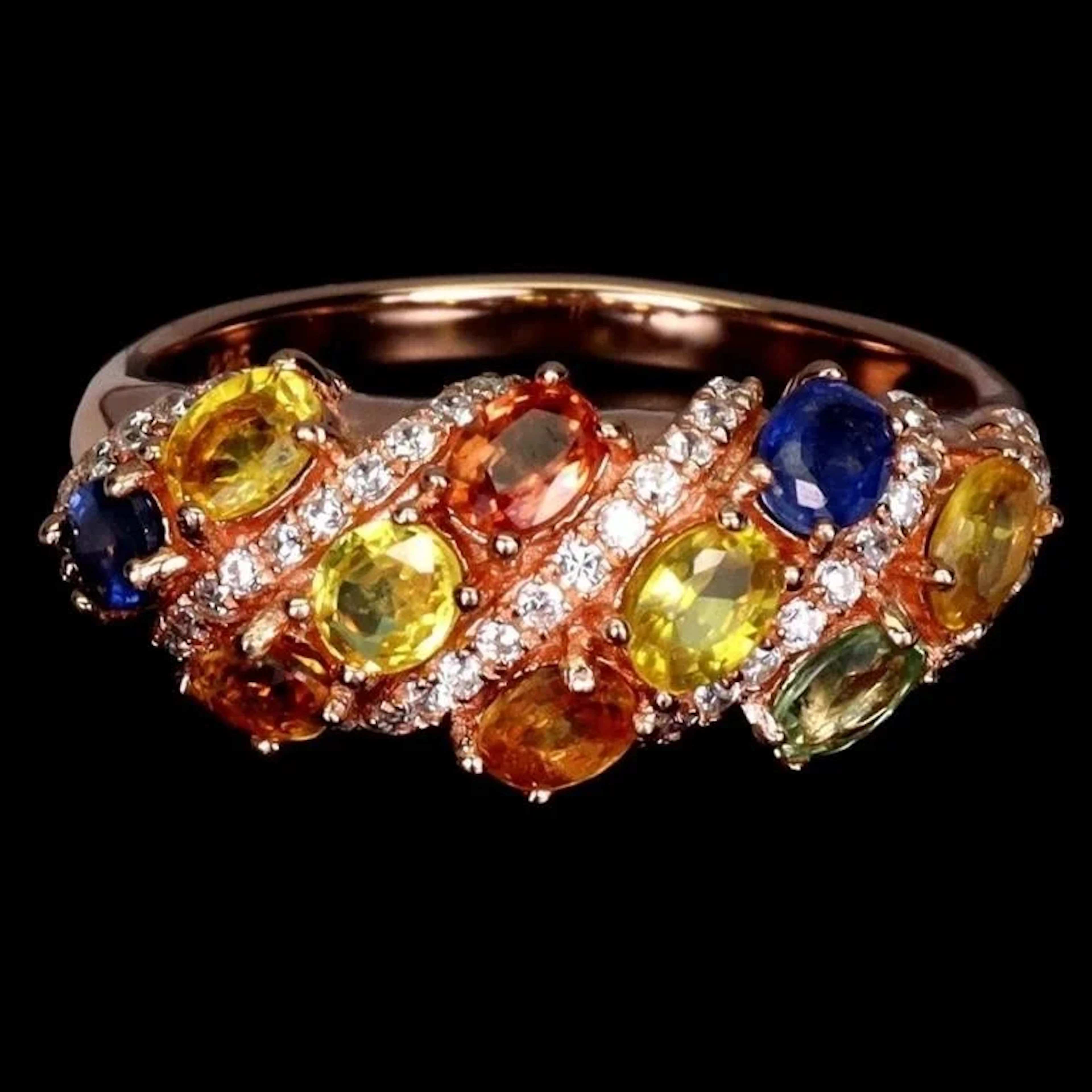 Natural Multi Color Sapphire Ring
