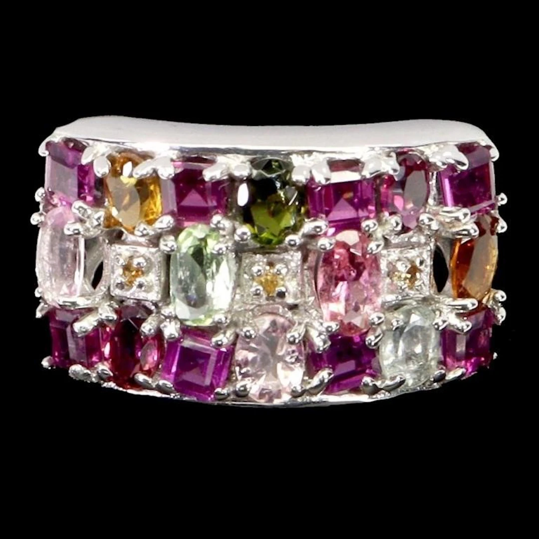 Natural Tourmaline Garnet Sapphire Ring