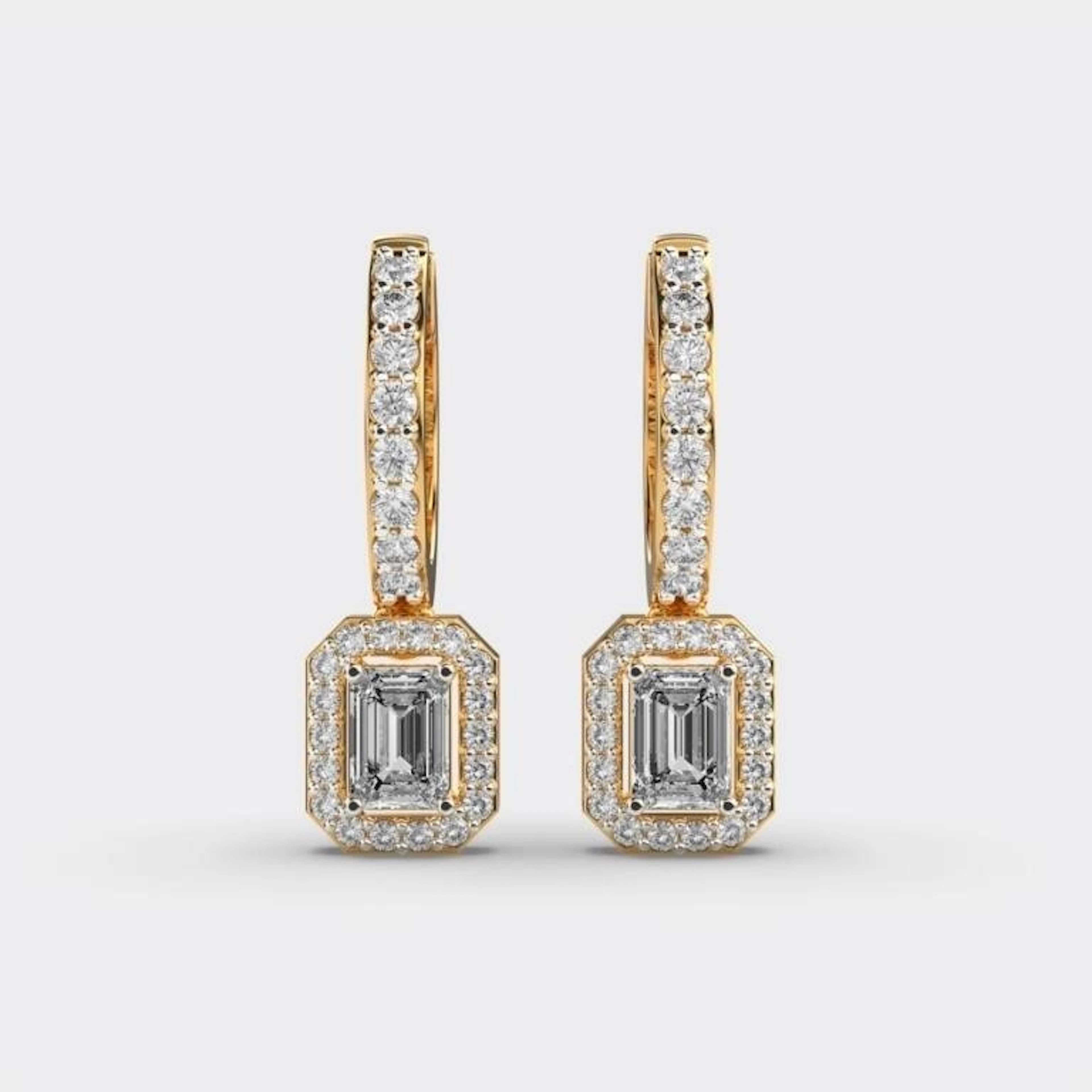 Gold & White Diamonds 6 Cts Drop EarRings