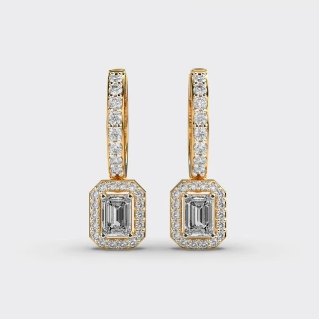 Gold & White Diamonds 6 Cts Drop EarRings