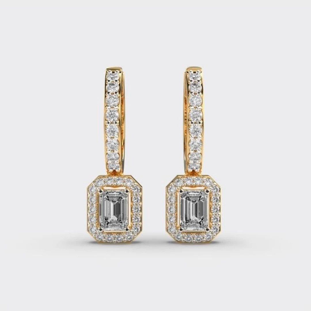 Gold & White Diamonds 6 Cts Drop EarRings
