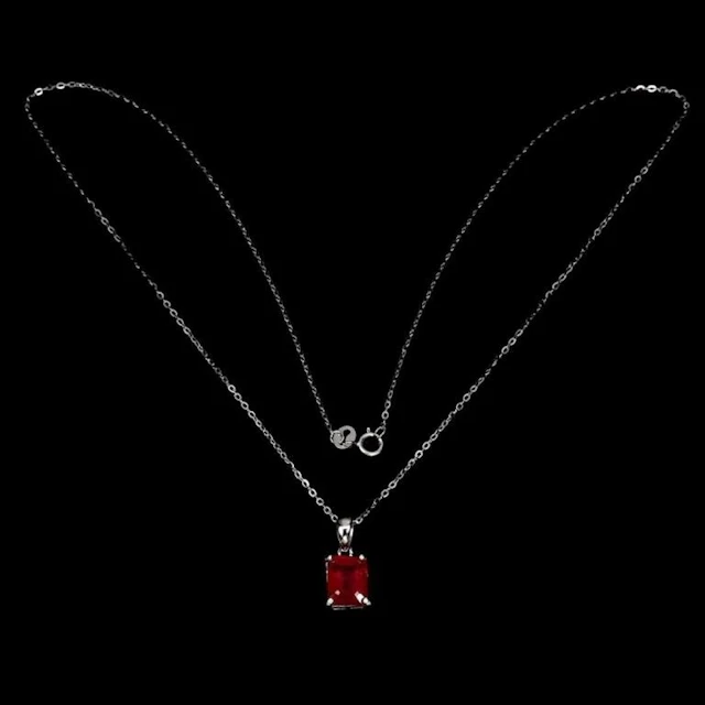 Natural Pigeon Blood Red Octagon Ruby Necklace