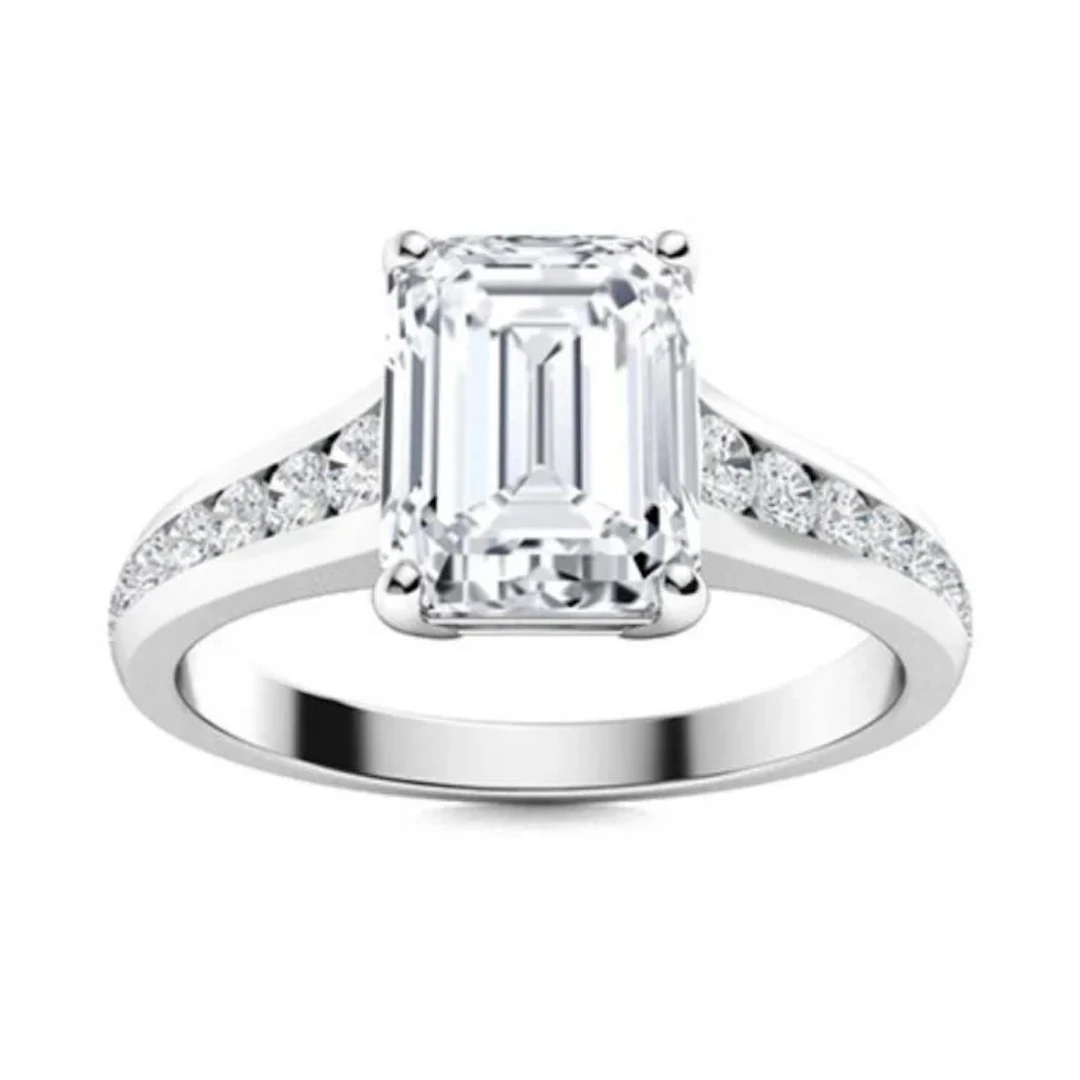 Gold & Octagon White Diamond 2.50 Cts Ring - E/V