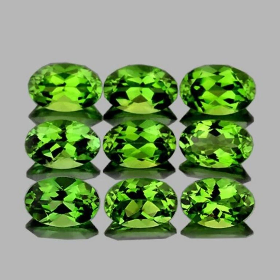Natural Rare Chrome Green Apatite 9 Pcs(Flawless-V