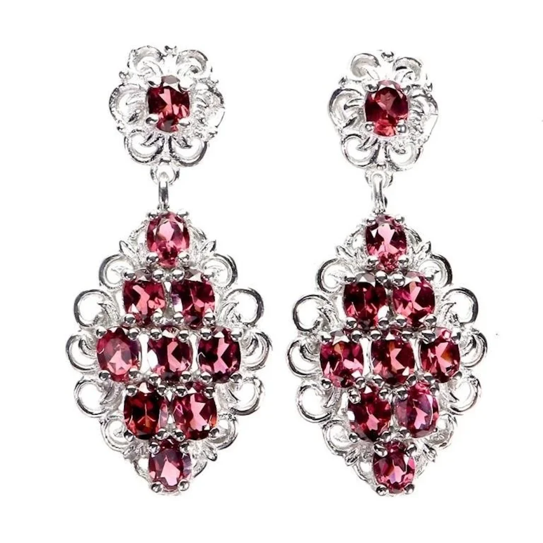 Natural Rhodolite Garnet Earrings