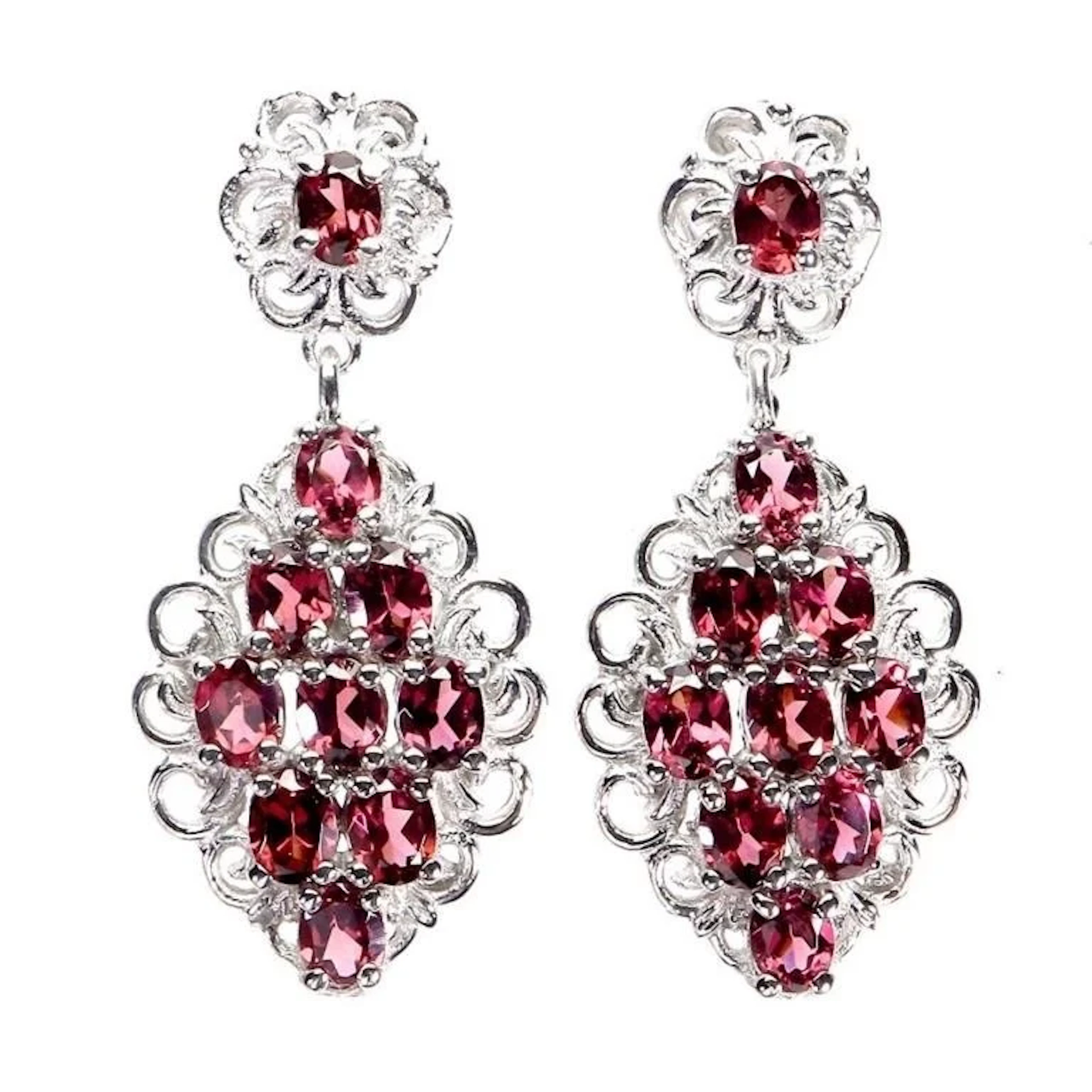 Natural Rhodolite Garnet Earrings