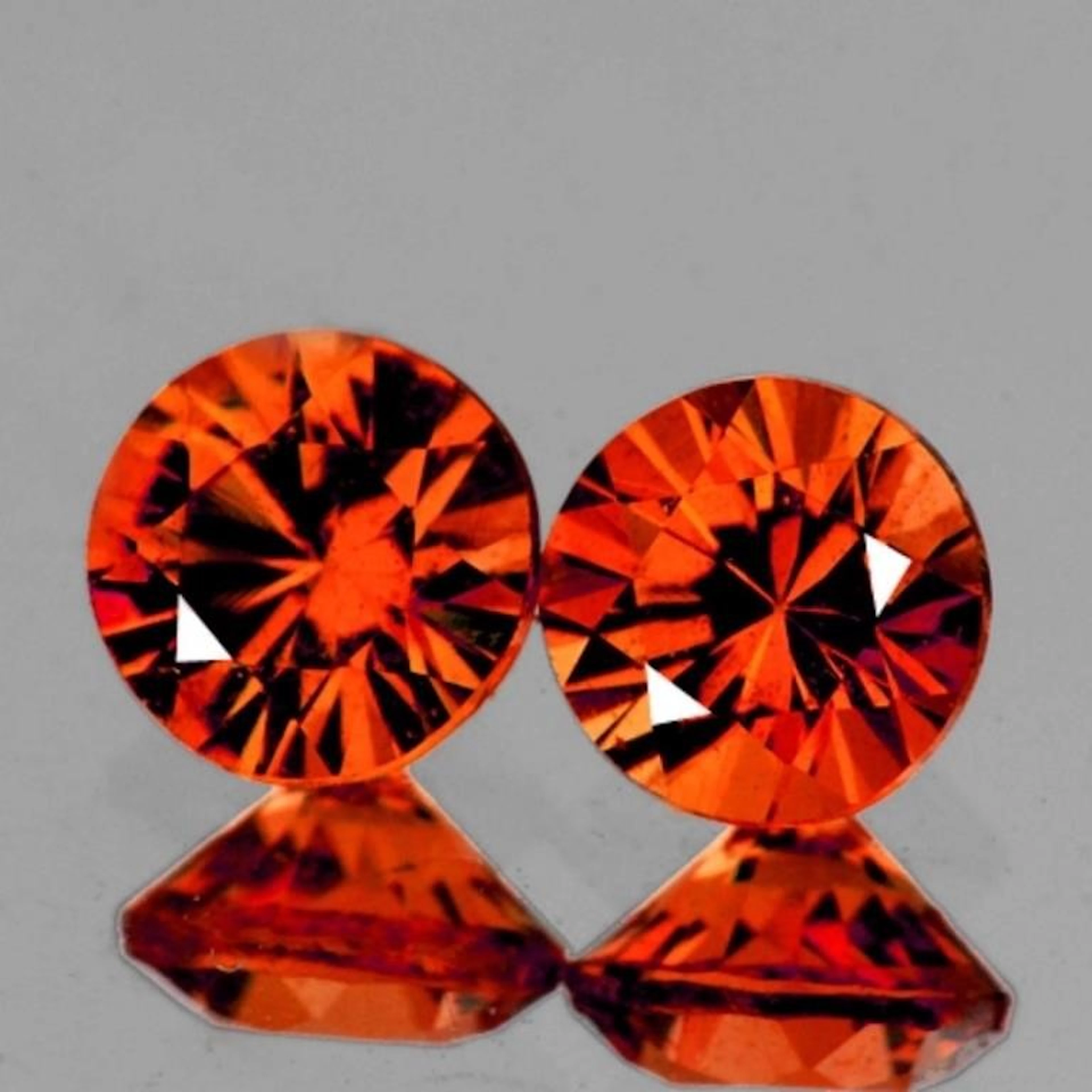 Natural Mandarin Orange Spessartite Garnet Pair{Fl