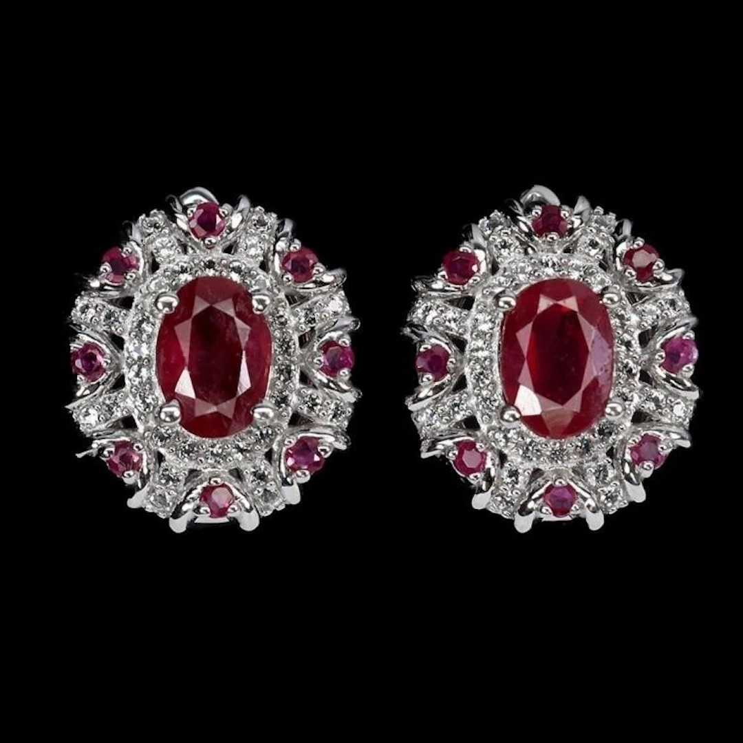 Natural Vivid Red Ruby Earrings