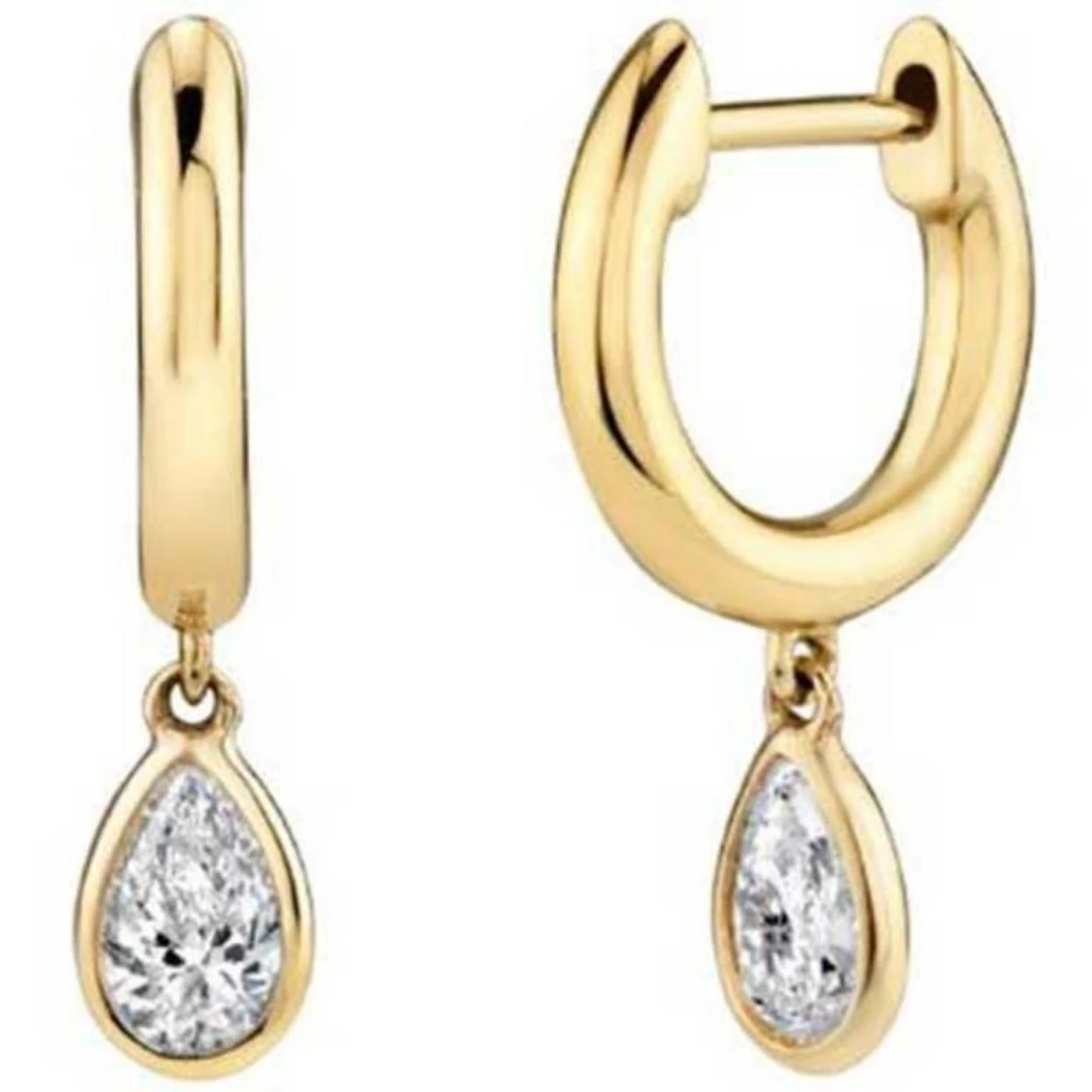 Gold & White Diamond 4.25 Cts Drop Earrings