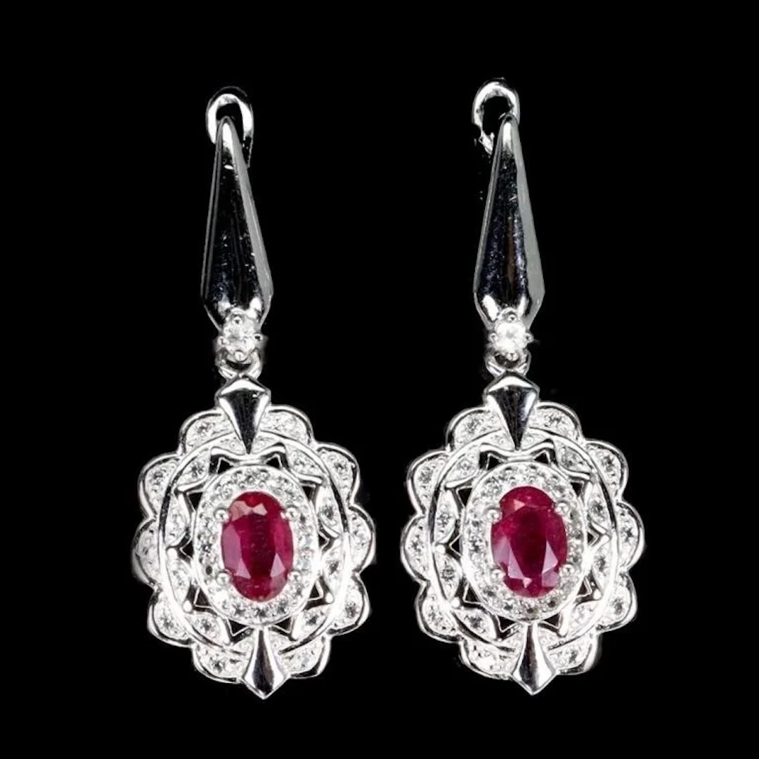 Natural Pigeon Blood Red Ruby Earrings