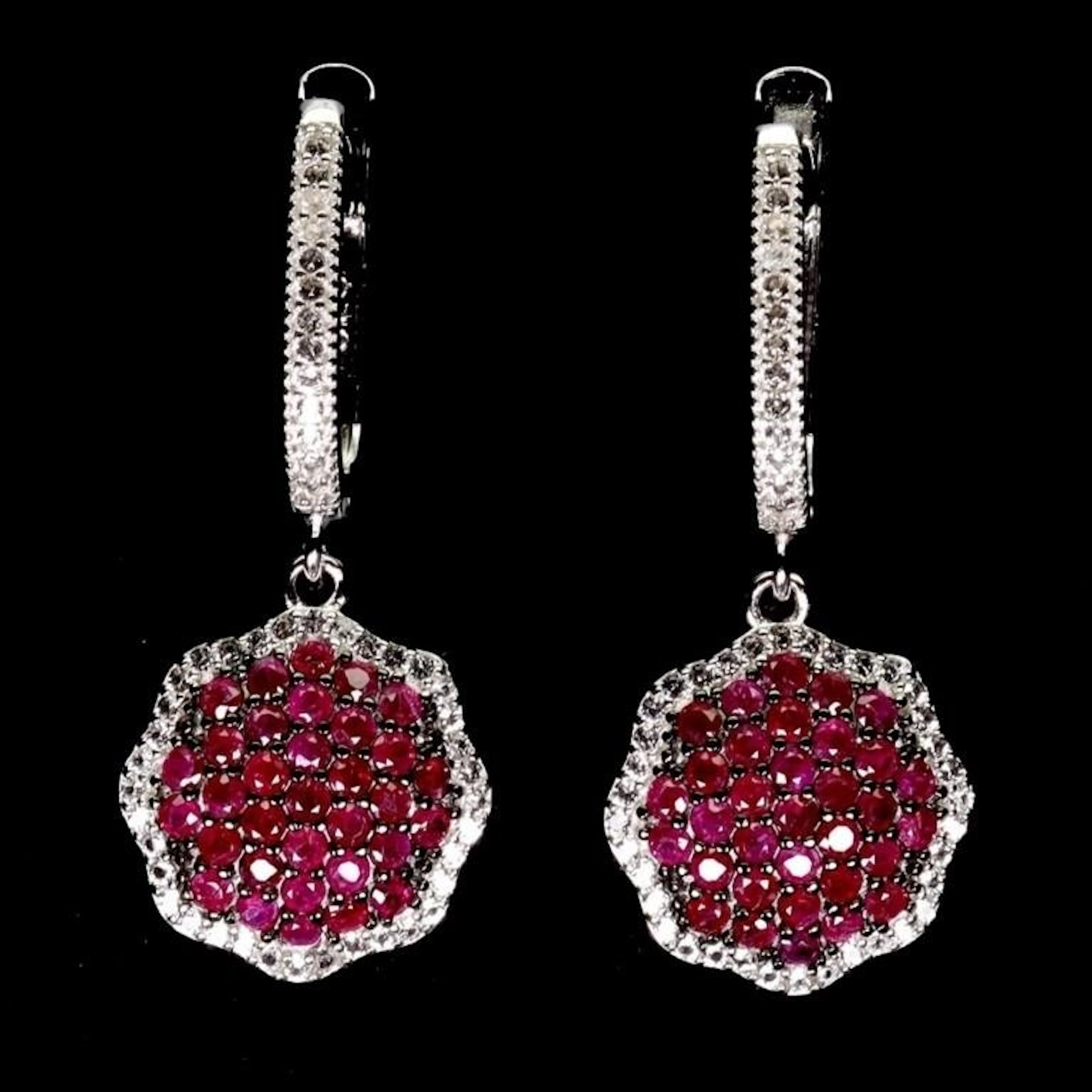 Natural Burma Red Ruby Earrings