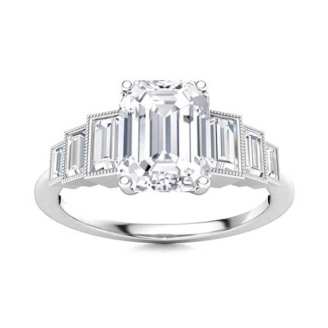 Gold & White Octagon Diamond 5.13 Cts Ring - E/VVS