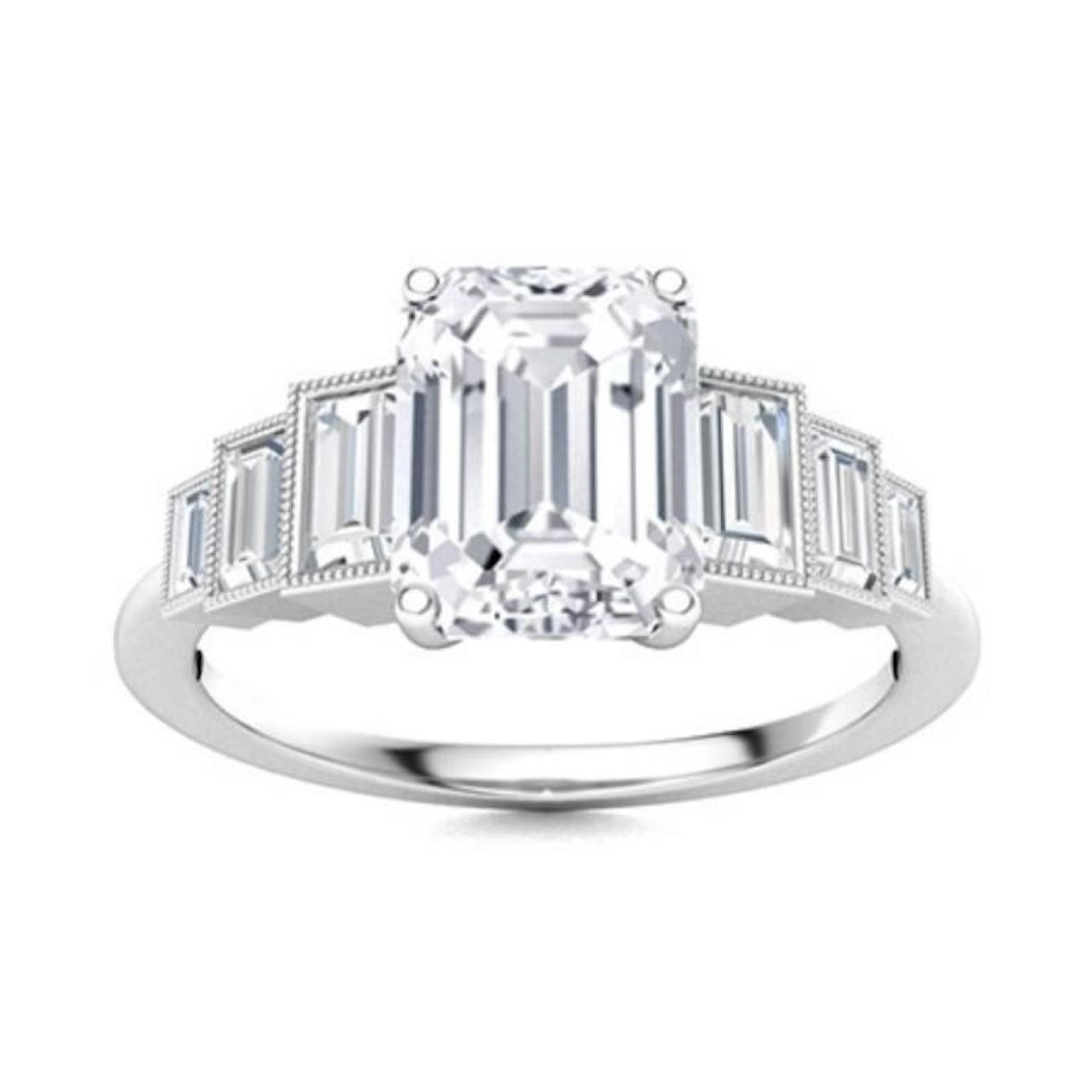 Gold & White Octagon Diamond 5.13 Cts Ring - E/VVS