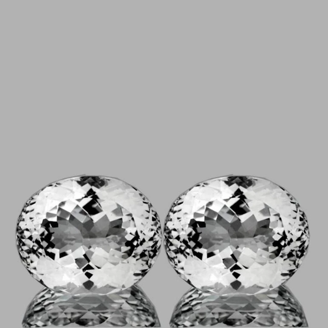 Natural White Aquamarine Pair 10.64 Cts{Flawless-V